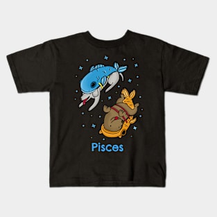 Cute Dogs Dressed as Pisces swimming in the stars Kids T-Shirt